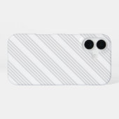明るいグレーと白の5つのストライプパターン iPhone 16ケース (裏面横)