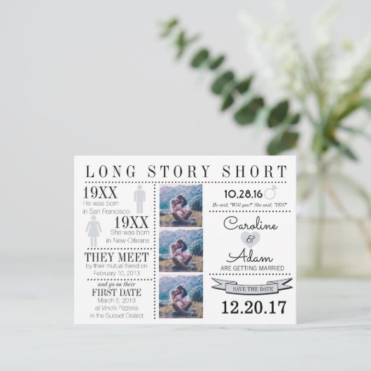 明るいグレーのタイムライン日付ポストカードを保存 案内ポストカード (スタンド正面)