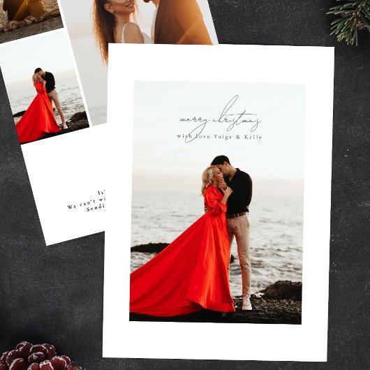 明るいグレーの書窓枠の写真メリークリスマス シーズンカード