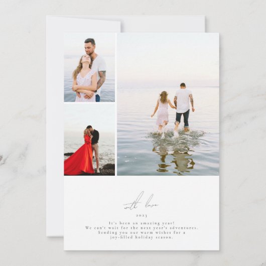 明るいグレーの書窓枠の写真メリークリスマス シーズンカード (裏面)