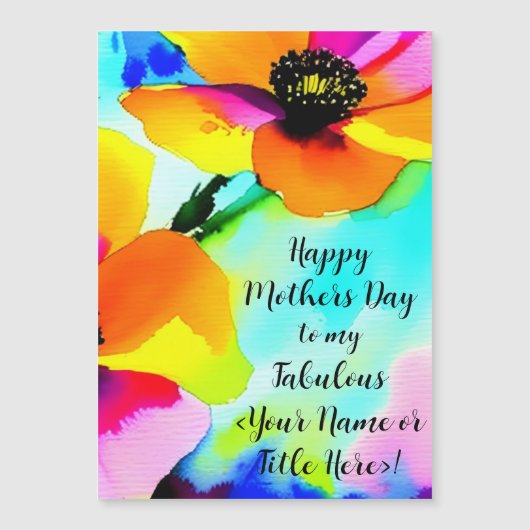 明るいケシあなたの名前お母さんの日マグネットカード (正面)