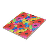 明るいケシとコーンフラワーセラミックタイル タイル (側面)