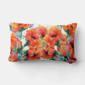 明るいケシ赤3長い茎の芸術 ランバークッション (裏面)