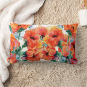 明るいケシ赤3長い茎の芸術 ランバークッション (ブランケット)