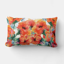 明るいケシ赤3長い茎の芸術 ランバークッション