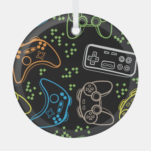 明るいゲームのジョイスティッククール:パターン。 ガラスオーナメント (正面)