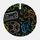 明るいゲームのジョイスティッククール:パターン。 ガラスオーナメント (裏面)