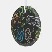 明るいゲームのジョイスティッククール:パターン。 ガラスオーナメント (正面左)