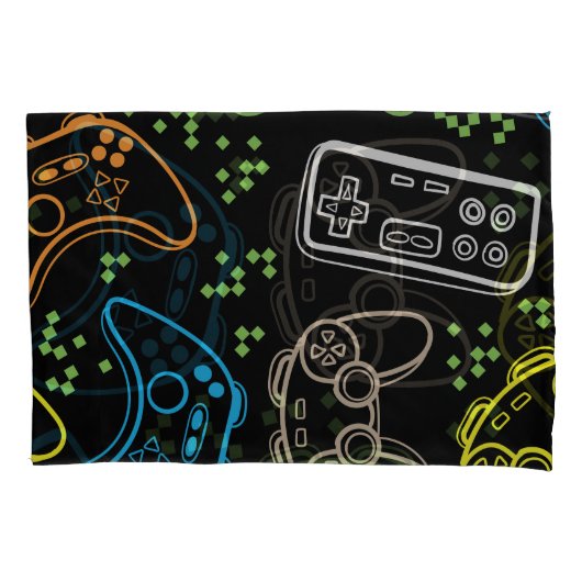 明るいゲームのジョイスティッククール：パターン。 枕カバー (正面)