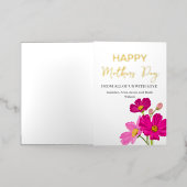 明るいコスモス花ハッピーマザーズ・デイ金ゴールド 箔シーズンカード (外側レイダウン)