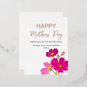 明るいコスモス花ハッピーマザーズ・デイ金ゴールド 箔シーズンポストカード (正面/裏面)