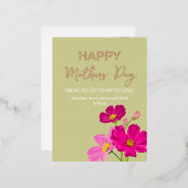 明るいコスモス花ハッピーマザーズ・デイ金ゴールド 箔シーズンポストカード (正面/裏面)