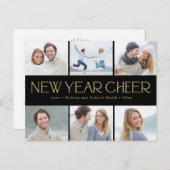 明るいコラージュ新年のフォトカード シーズンポストカード (正面/裏面)