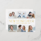 明るいコラージュ箔ハッピーニューイヤー葉書 箔シーズンポストカード (正面/裏面)