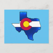 明るいコロラド州旗のテキサス州形はがき ポストカード (正面)