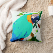 明るいコンゴウインコのオウムのポートレート クッション (ブランケット)