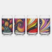 明るいコンテンポラリー花アート缶ガラス ガラス缶 (裏面)