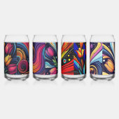 明るいコンテンポラリー花アート缶ガラス ガラス缶 (右)