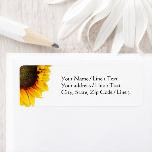 明るいコーナーヒマワリ |カスタム差出人住所 ラベル (インサイチュ)