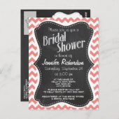 明るいコーラルシェブロンストライプの;黒板の外観 ポストカード (正面/裏面)