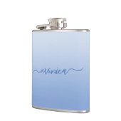 明るいコーンフラワーブルーのグラデーションのシグネチエレガントャ フラスク (左)