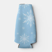 明るいコーンフラワーブルーの冬の白い雪 ボトルクーラー (正面)