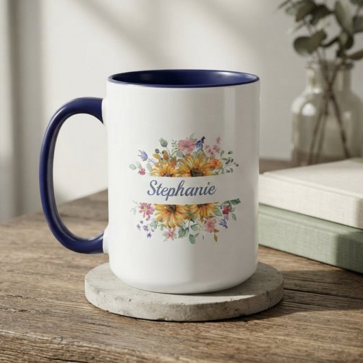 明るいゴールドのひまわりの花 マグカップ