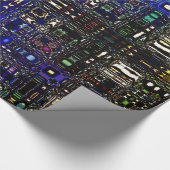 明るいサイケデリックスポットライトのラッピング紙 – 青 ラッピングペーパー (角)