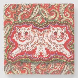 明るいサイケデリック赤い猫たち(by Louis Wain) ストーンコースター