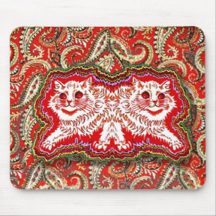 明るいサイケデリック赤い猫たち(by Louis Wain) マウスパッド