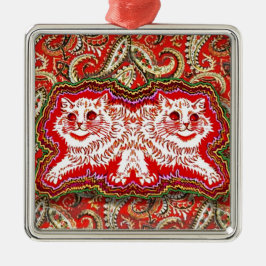 明るいサイケデリック赤い猫たち(by Louis Wain) メタルオーナメント
