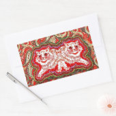 明るいサイケデリック赤い猫たち(by Louis Wain) 長方形シール (封筒)