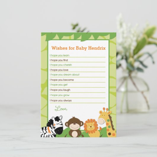 明るいサファリの動物がベビーアドバイスカードを望む アドバイスカード (スタンド正面)