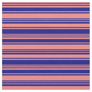 明るいサンゴと青のライニング模様 ファブリック