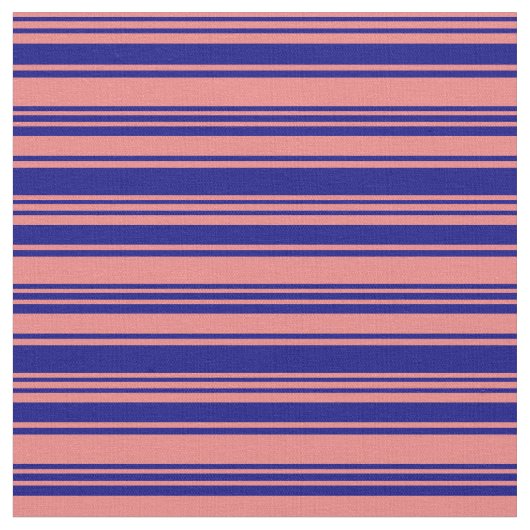 明るいサンゴと青のライニング模様 ファブリック (クローズアップ)