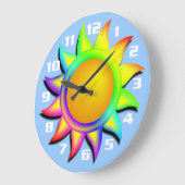 明るいサンシカラフルャインスカイブルーバックグラウンド ラージ壁時計 (傾斜)