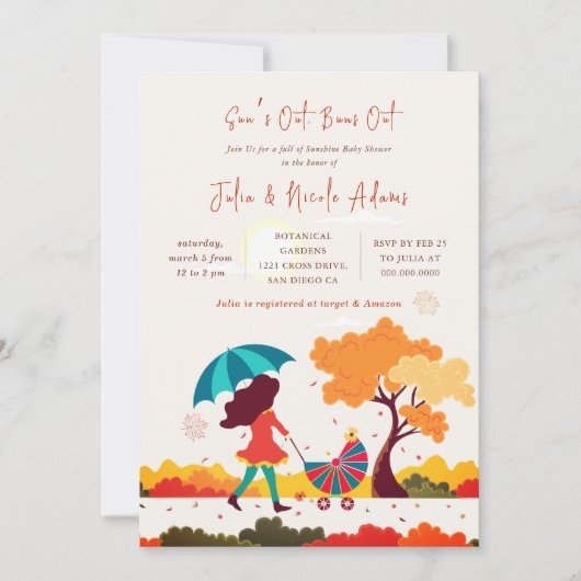 明るいサンシャイクールンサマーベビーシャワー 招待状 (正面)