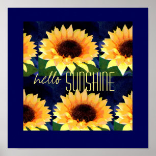 明るいサンフラワーアートポスターhello sunshine ポスター