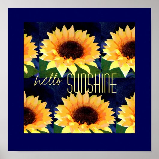 明るいサンフラワーアートポスターhello sunshine ポスター (正面)