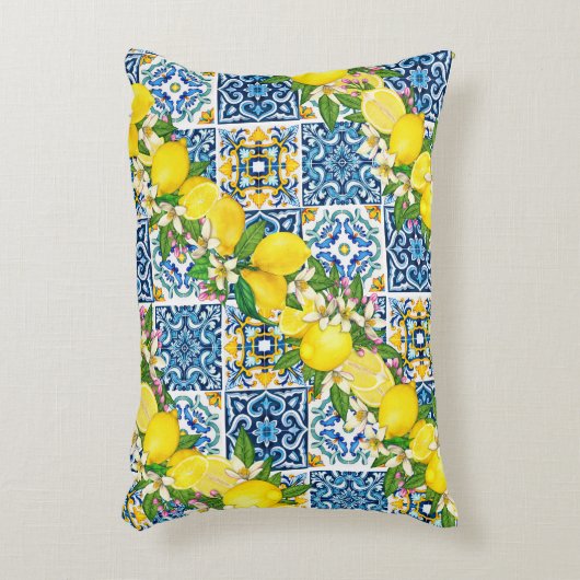 明るいシシ地中海のリアンタイルシトラスレモン アクセントクッション (正面(垂直))