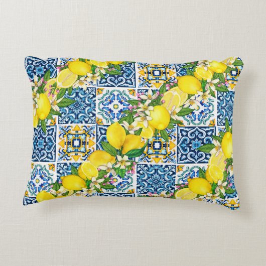 明るいシシ地中海のリアンタイルシトラスレモン アクセントクッション (裏面)