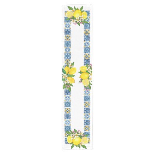 明るいシシ地中海のリアンタイルシトラスレモン ショートテーブルランナー (正面)