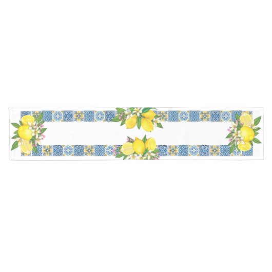 明るいシシ地中海のリアンタイルシトラスレモン ショートテーブルランナー (横)