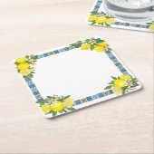 明るいシシ地中海のリアンタイルシトラスレモン  スクエアペーパーコースター (アングル)