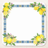 明るいシシ地中海のリアンタイルシトラスレモン  スクエアペーパーコースター (正面)