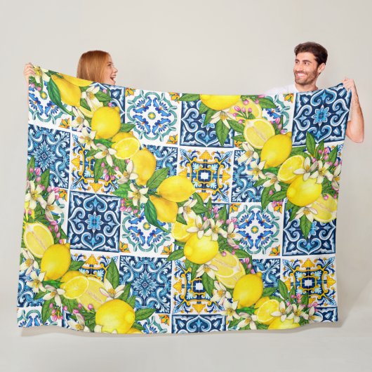 明るいシシ地中海のリアンタイルシトラスレモン フリースブランケット (インサイチュ)