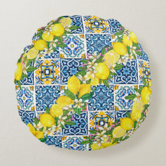 明るいシシ地中海のリアンタイルシトラスレモン ラウンドクッション