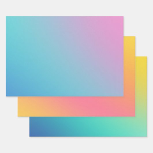 明るいシックカラフルグラデーシグラデーションョン ラッピングペーパーシート (セット)