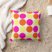 明るいショッキングピンクのオレンジ黄色の水玉模様パターン クッション (ブランケット)