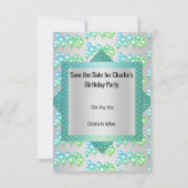 明るいシルバーグリーンの風船 - Save the Date 招待状 (裏面)